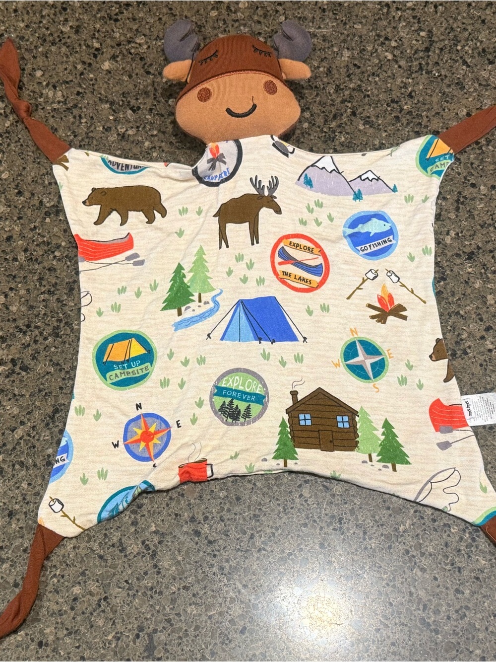 Little Sleepies Camping Adventure Lovey - Cream, Brown, Blue, Green, Red